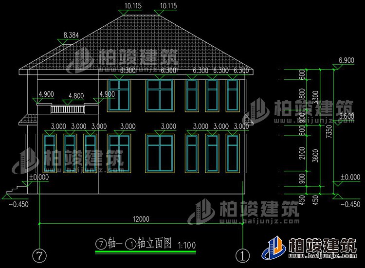 背立面图